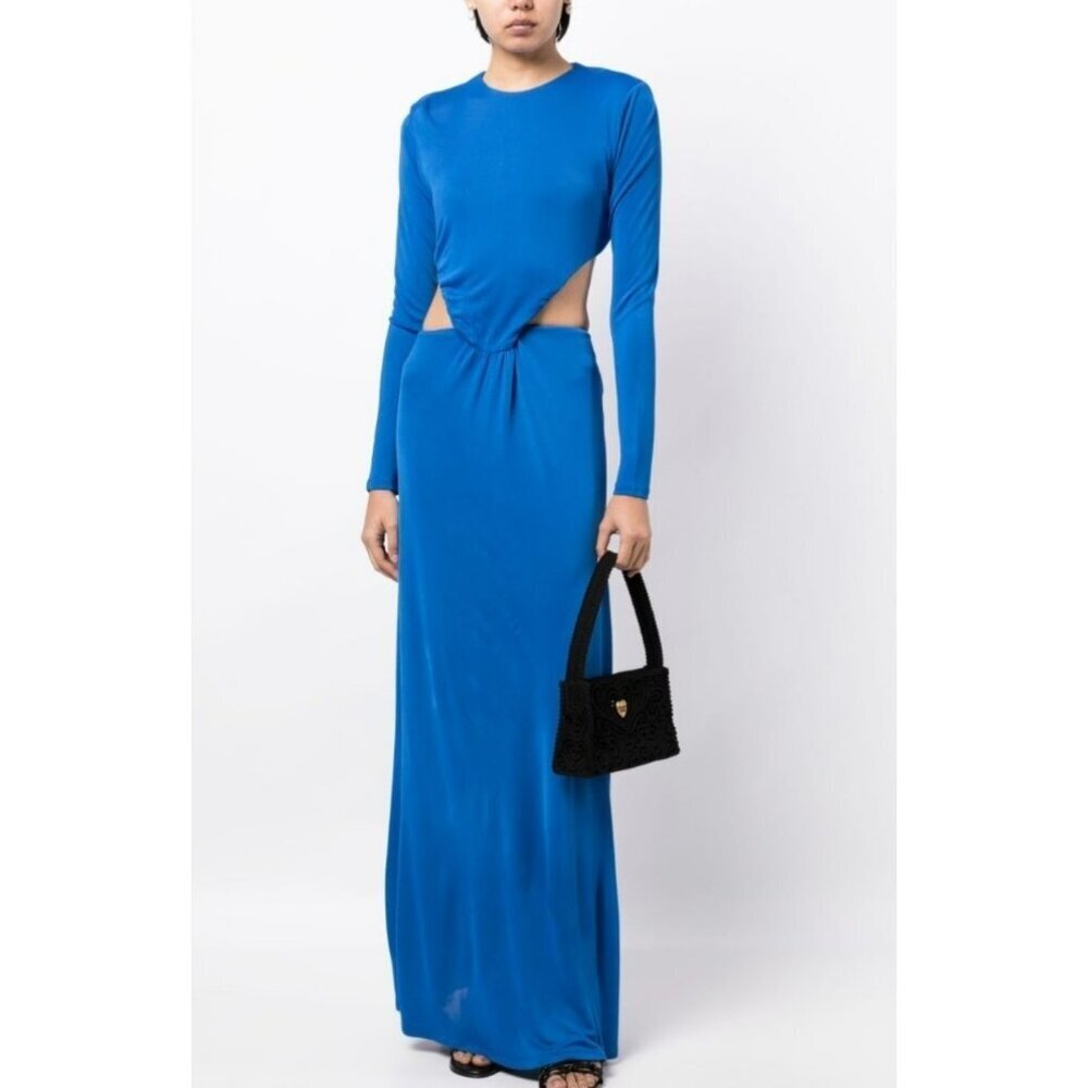 Farm Rio Blue Jersey Long Sleeve Cut Out Maxi Dress Size Small NWOT
